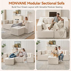 MONVANE 103'' Modular Sectional Sofa, Cloud Sectional Couch - Image 4