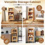 Giantex Bamboo Storage Cabinet, 3-Cube Bookcase, Freestanding Liquor Display - Image 5