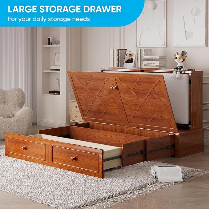 Mjkone Murphy Bed Queen, Cabinet Murphy Bed - Image 8