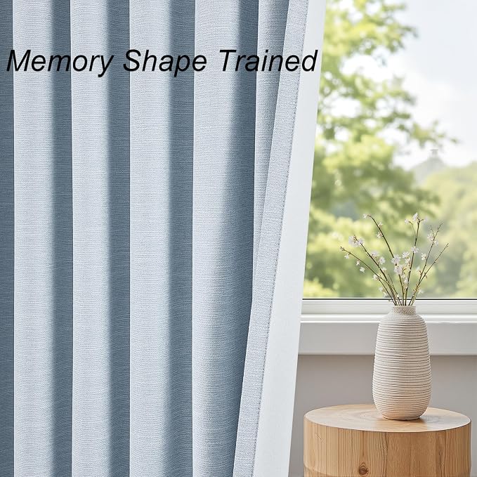 Topfinel Light Blue Linen Blackout Curtains 102 Inches Long - Image 4