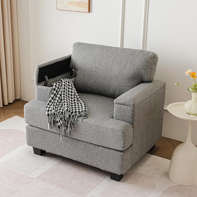 Oversized Accent Chair with Armrest Organizer, Comfy Living Room Chairs with by Fryruwa