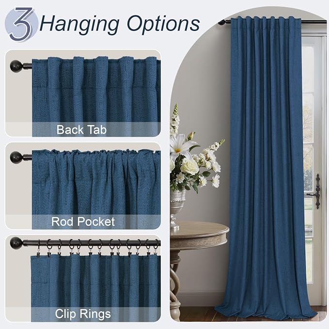 Navy Blue Short Blackout Curtains 54 Inch Length 2 Panels - Image 6