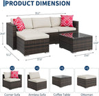 GAOMON 5-Piece All-Weather Patio Furniture Set, Convertible Outdoor Sectional - Image 2