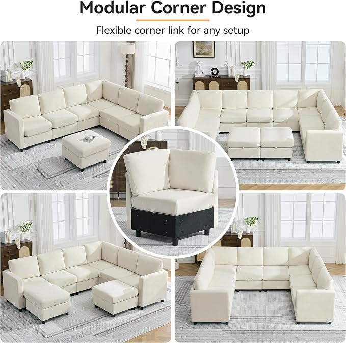 104'' U Shaped Modular Sofa, Sectional Couches - Image 6