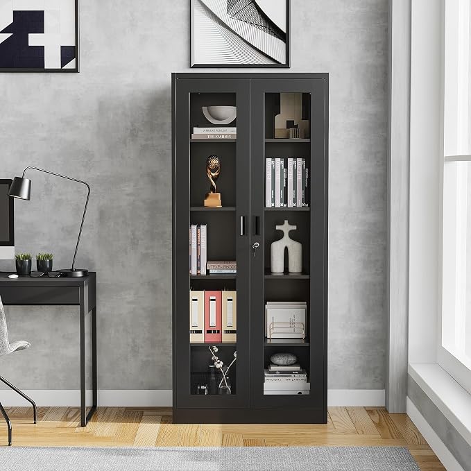 Display Cabinet with Glass Doors, Display Case Cabinet - Image 7