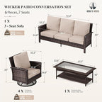 HERA'S HOUSE 7 Seats Patio Furniture Set, Outdoor Wicker Conversation Set - Image 6