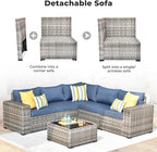 ovios 6 Pieces Patio Furniture Set, Outdoor Wicker Sectional Sofa - Image 9