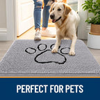 OLANLY Dog Door Mat for Muddy Paws 30x20, Paw Print Design Chenille Mud Mat | - Image 6