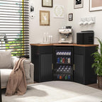 GDLF Corner Bar Cabinet with Fridge Space, Corner Coffee Bar Station with - Image 3