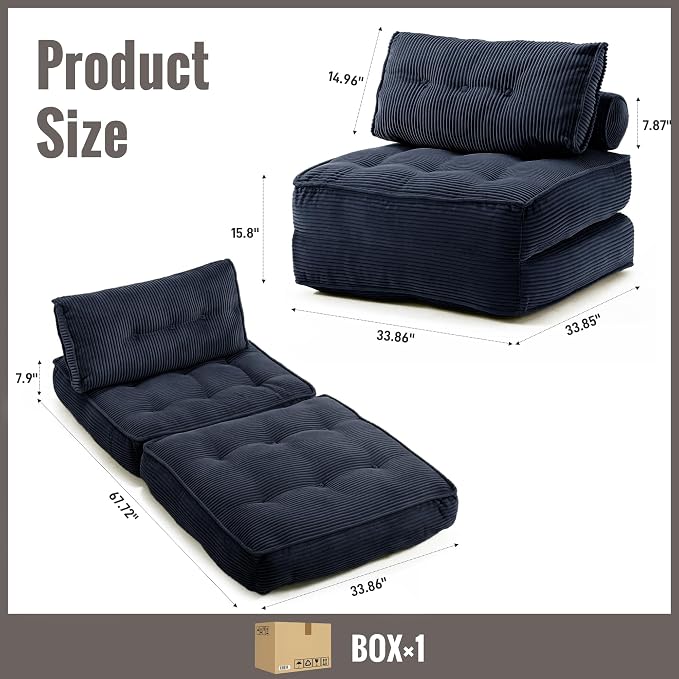 Folding Sofa Bed Convertible Sleeper Chair 33" - Image 2