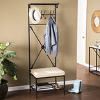 SEI Furniture - Dovanti Entryway Storage Rack & Bench Seat - Transitional Design - Image 2