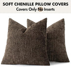 MIULEE Chenille Textured Fall Throw Pillow Covers Brown 20x20 Set of 2 | Slubby - Image 7