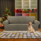 Stretch Couch Covers for Sofa, 3 Cushion Couch Slipcover, Khaki | 1-Piece - Image 2