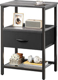Huuger Night Stand with Fabric Drawer, Side Table with Mesh Shelf, Bedroom by Huuger