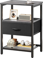 Huuger Night Stand with Fabric Drawer, Side Table with Mesh Shelf, Bedroom by Huuger