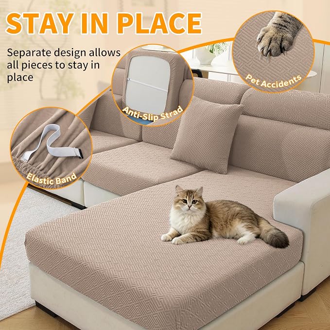 XINEAGE Chaise Cover for L Shaped Sofa, Sectional Couch Covers for Pets - Image 5