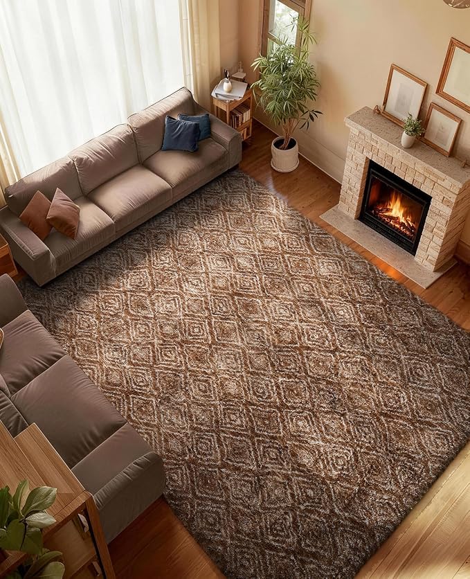 Ophanie Area Rugs for Bedroom Living Room, Color Brown and White, Size 6' x 9' - Image 5