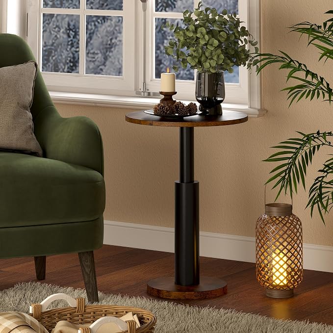 LAATOOREE Round Side Tables Set of 2, Pedestal Drink Table, Spacious Top - Image 2