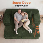 83.5" Boneless Loveseat with 2 Ottoman, Cloud Comfy Sofa Bed, Modular Sofa - Image 3