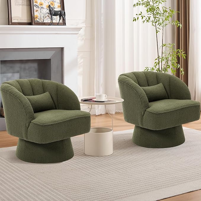 Garvee Ultra-Plush Swivel Accent Chair, 360° Barrel Lounge Chair by Garvee