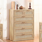 LEYAOYAO Rattan Dresser for Bedroom, Modern 6 Drawers Boho Dressers - Image 8