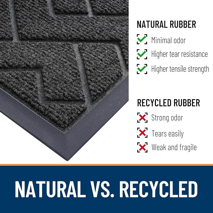 OLANLY Front Door Mat Outside 59x34, All-Season Absorbent Rubber Doormat | Black - Image 5