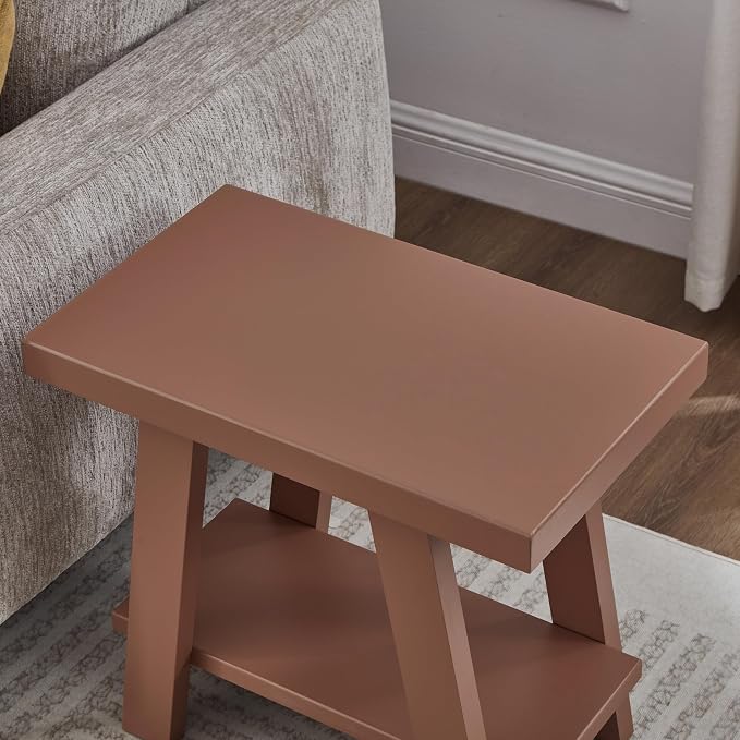 Roundhill Furniture Athens Contemporary Wood Shelf Side Table in Red - Image 4