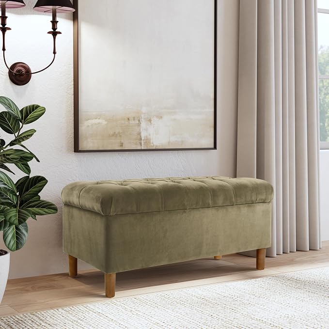 Homepop Home Decor | Tufted Ainsley Button Storage Ottoman Bench - Image 4
