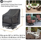 Outdoor Swivel Lounge Chair Cover 2 Pack, Waterproof Heavy Duty Patio Chair - Image 3