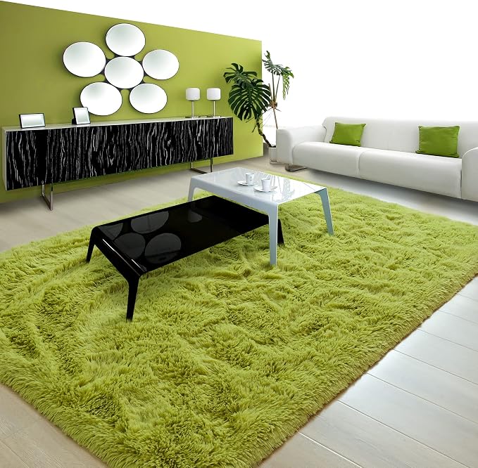 9x12 Extra Large Green Fluffy Area Rug Non-Slip - Image 3