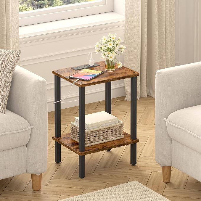 TUTOTAK End Table with Charging Station, Side Table with USB Ports and Outlets - Image 8