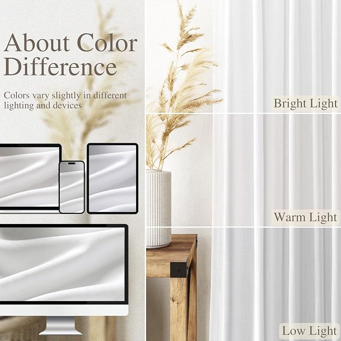 White Linen 102 Inch Long Curtains - Image 5