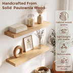 fuqing Natural Wood Floating Shelves | 24 Inch Floating Shelves - Image 4