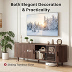65" Mid Century Modern TV Stand, Wood TV Consoles - Image 4