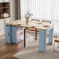 Extendable Dining Table with 3 Removable Middle Leaves, Mobile Rolling Island by SIYSNKSI