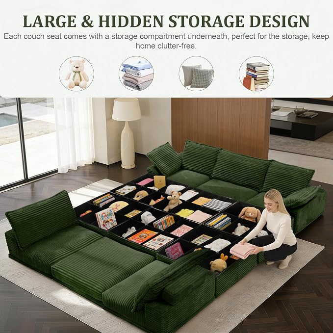 Upgrade Boneless Couch with Storage, Extra Deep&High Seat Modular Sectional - Image 4