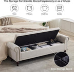 SOFTHION Storage Bench for Bedroom, Upholstered Linen Storage Ottoman - Image 6