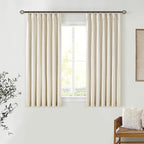 Cream Beige Pleated Black Out Linen 45 Inch Curtains - Image 7