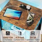 LOAKEKEL Nightstand with Charging Station, End Table with Fabric Drawer - Image 4