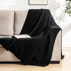 CozeCube Jet Black Seed Stitch Throw Blanket 60"x80", Farmhouse Decor | Blanket - Image 4