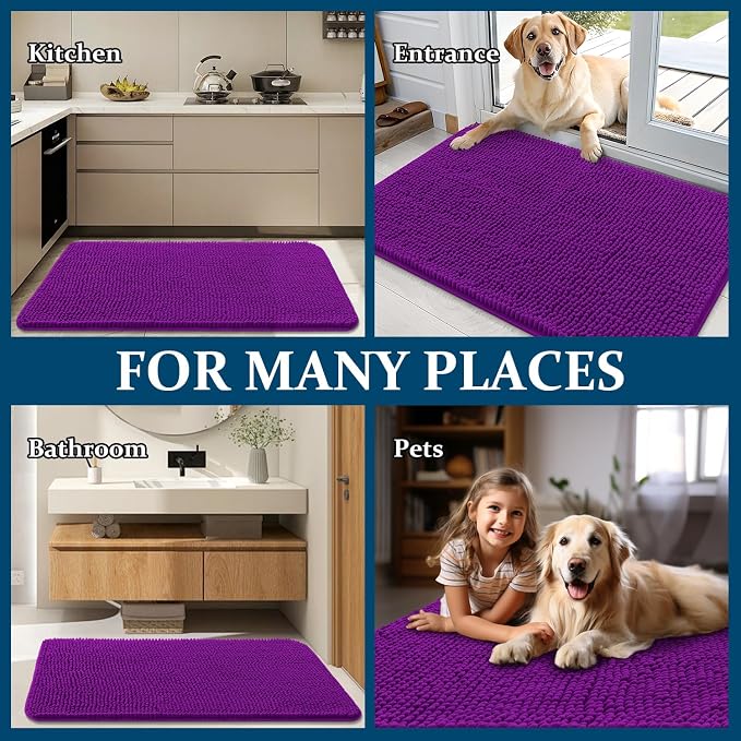 OLANLY Dog Door Mat for Muddy Paws 30x20, Super Absorbent Chenille Mud Mat | - Image 8