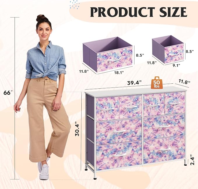 WLIVE Dresser for Bedroom with 8 Drawers, Wide Fabric Dresser for Storage and - Image 3