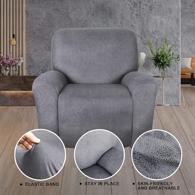 ANARACHON Leather Look Oversize Recliner Chair Covers, Thick 4 Pieces Recliner - Image 5