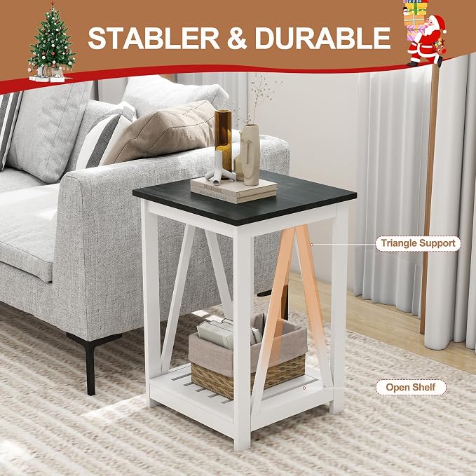 Farmhouse Square End Table, Accent Side Table - Image 3