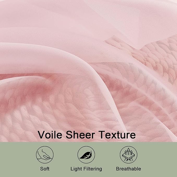 OWEINE Sheer Curtains 78 Inches Long 2 Panels Set, Rod Pocket Fimly Voile Solid - Image 9