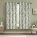 Sage Green Boho Floral 100% Blackout Curtains 72 Inch 2 Panels | Farmhouse by Unknown