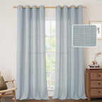 Haze Blue Linen Curtains 84 Inch Length by LAMIT
