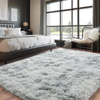 Super Fluffy Area Rug for Living Room 5x7, Shaggy Carpet, Tie Dye Grey | Modern - Image 3