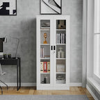 Glass Display Cabinet With Doors, 4 Adjustable Shelves - Image 7