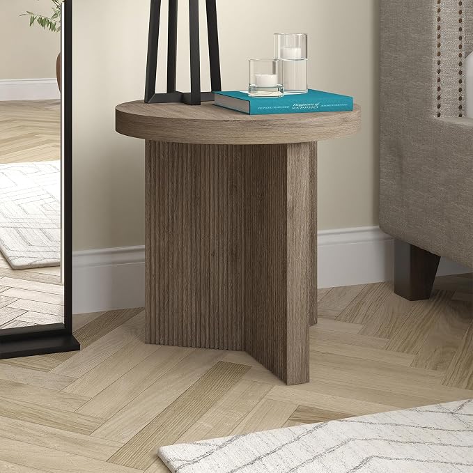 Henn&Hart 22" Fluted Scandinavian Round End Table, Ribbed Side Table, Nightstand - Image 10